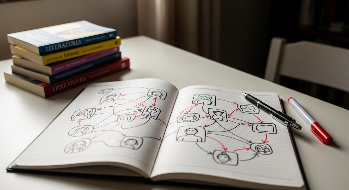 Como organizar personagens por família, amizade e conflito